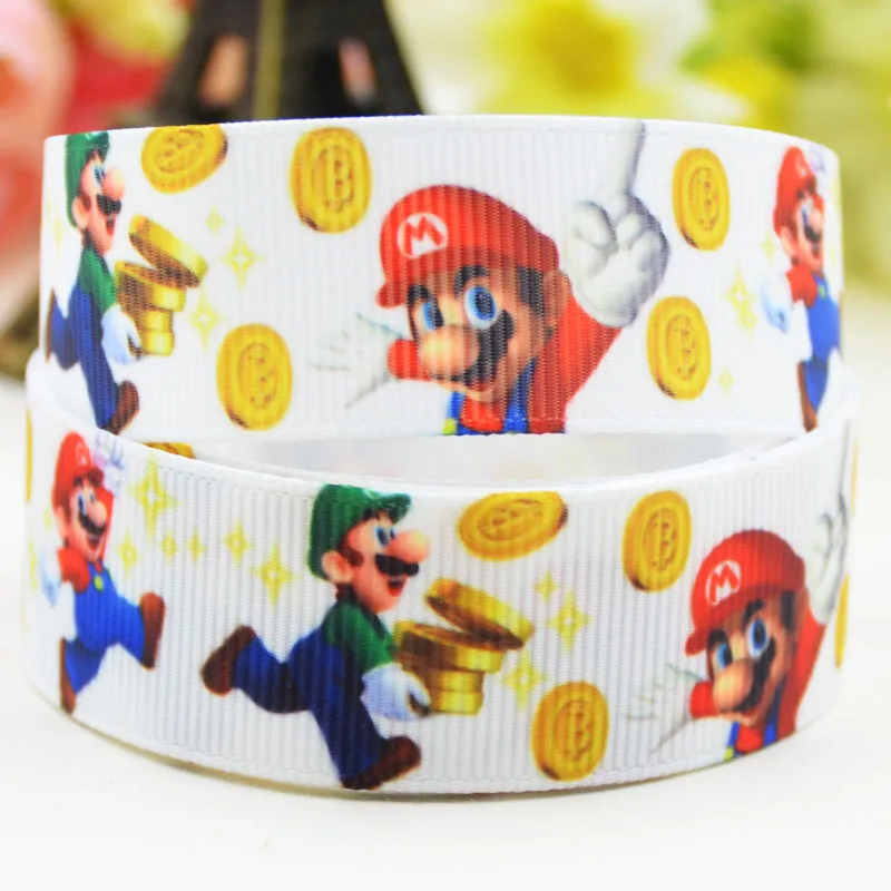 

7/8'' (22mm) Super Mario Bros Character printed Grosgrain Ribbon party decoration satin ribbons X-02103 OEM 10 Yards