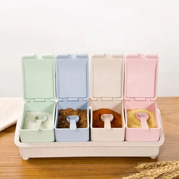 

Rice Fiber Spice Jar Set Kitchen Seasoning Box Salt Sugar Pepper Container Seasoning Pot Candy Cans Spice Bottle Box Herb Tools