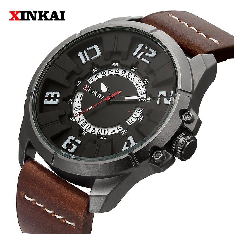 

Men's Fashion Business Watches Luxury Brand Casual Military Waterproof Wristwatch Leather Strap Clock Quartz Watch for man