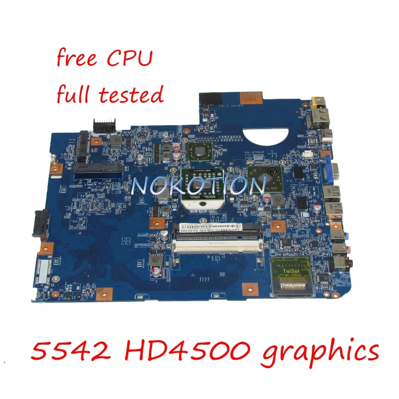

NOKOTION JV50-TR MB 48.4FN01.011 MBPHP01001 MB.PHP01.001 laptop motherboard For acer Asipre 5542 HD4500 DDR2 free cpu Main board