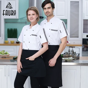 

Short-sleeved Breathable Plus Size Chef Jackets Bakery Catering Hotel Waiter Restaurant Kitchen Cook Tops Soft Men Work Uniforms