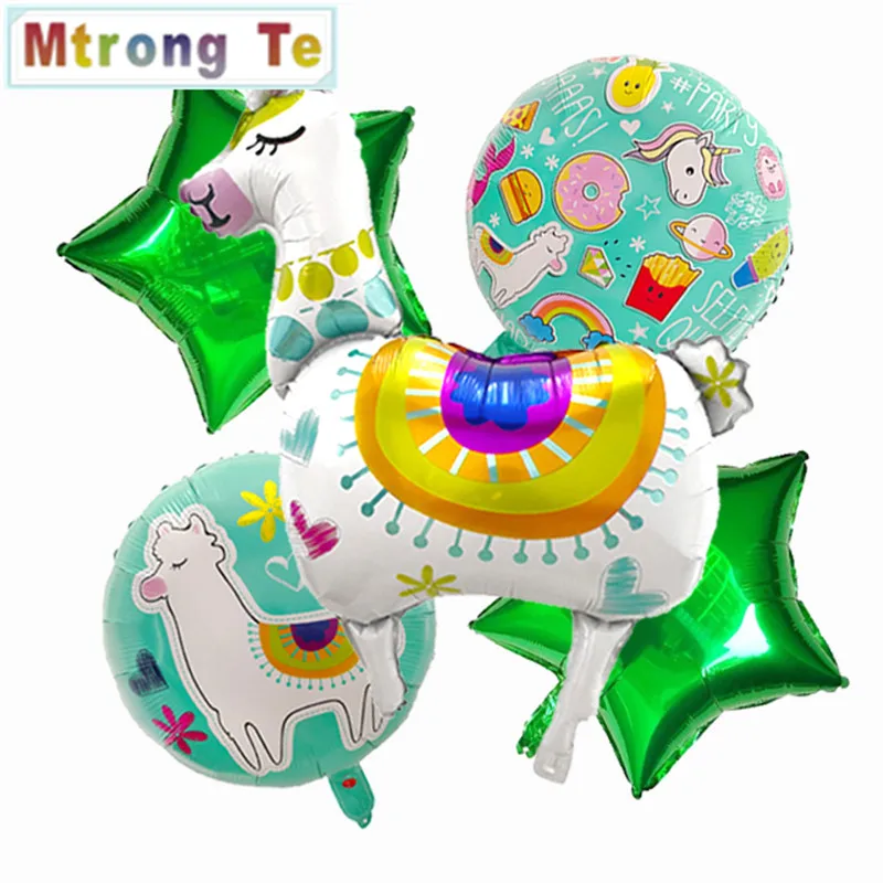 

5pcs Unicorn Lama Leaf Balloons Alpaca Star Helium Foil BBaby Shower Birthday Wedding Party Unicorn Rainbow Decoration Kids Toys