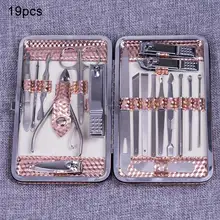 Hot 12/19Pcs Nail Care Kit with Case Stainless Steel Nail Clipper Set Grooming Manicure Pedicure Tools SJ66