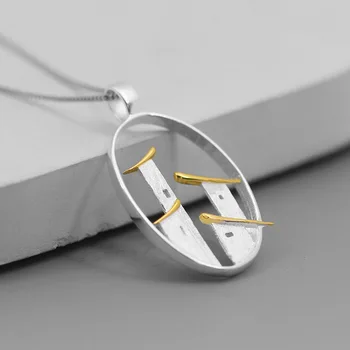 

Acecare Initial | Impression of Jiangnan Folk House Simple and Freehand Style Silver Pendant without Chain 925