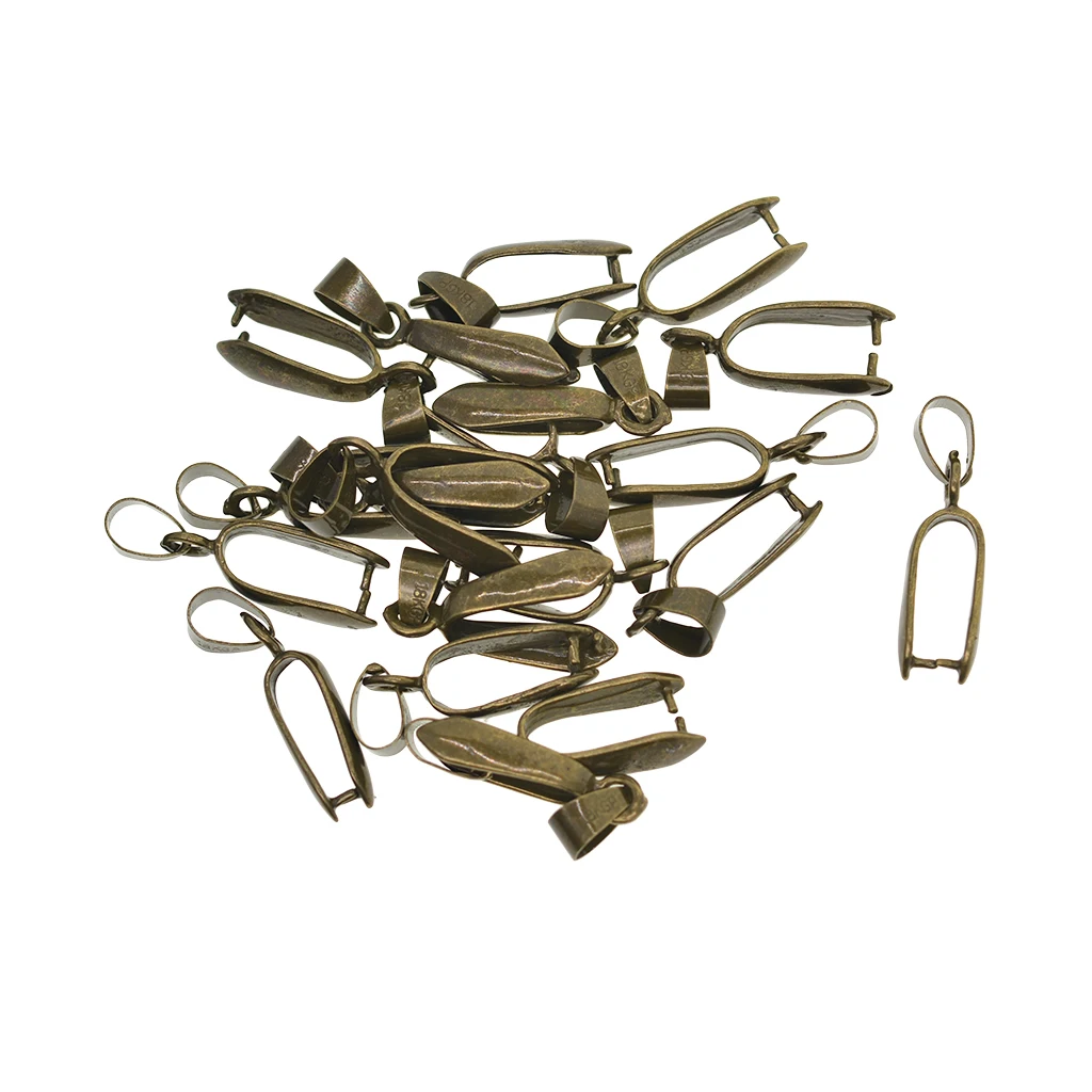 20 Pieces Pendant Pinch Clip Bails Pendant Connectors Clasps Antique Bronze Plated Handmade DIY Jewelry Findings