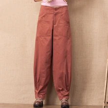 Новое поступление повседневные штаны для женщин хлопок Большие размеры черный розовый Капри свободные весна-осень женские брюки Широкие брюки xty0601