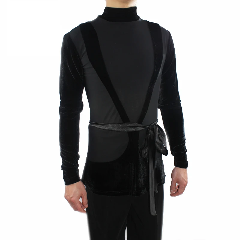 

Latin Dance Shirts Men Long Sleeve High Collar Practice Top Latino Dancewear Mens Salsa Costume Ballroom Shirts For Men DNV10306