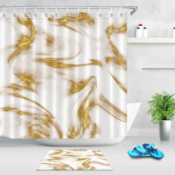 

LB Abstract Marble Texture Nordic Shower Curtains Bathroom Curtain Set Nature Landscape Waterproof Fabric For Art Bathtub Decor