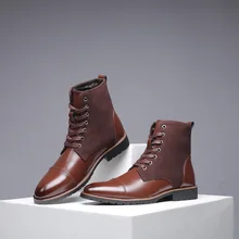 Yomior/мужская кожаная обувь в винтажном стиле; ботинки на шнуровке; сезон весна-зима; Мужская Рабочая обувь; мотоциклетные ботинки; Повседневная обувь; большие размеры