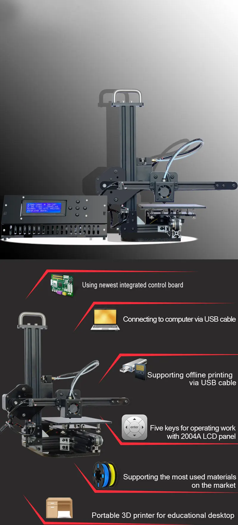 TRONXY X1 3d принтер I3 impresora шкив версия линейная направляющая imprimante 3d принтер DIY Два сопла в подарок