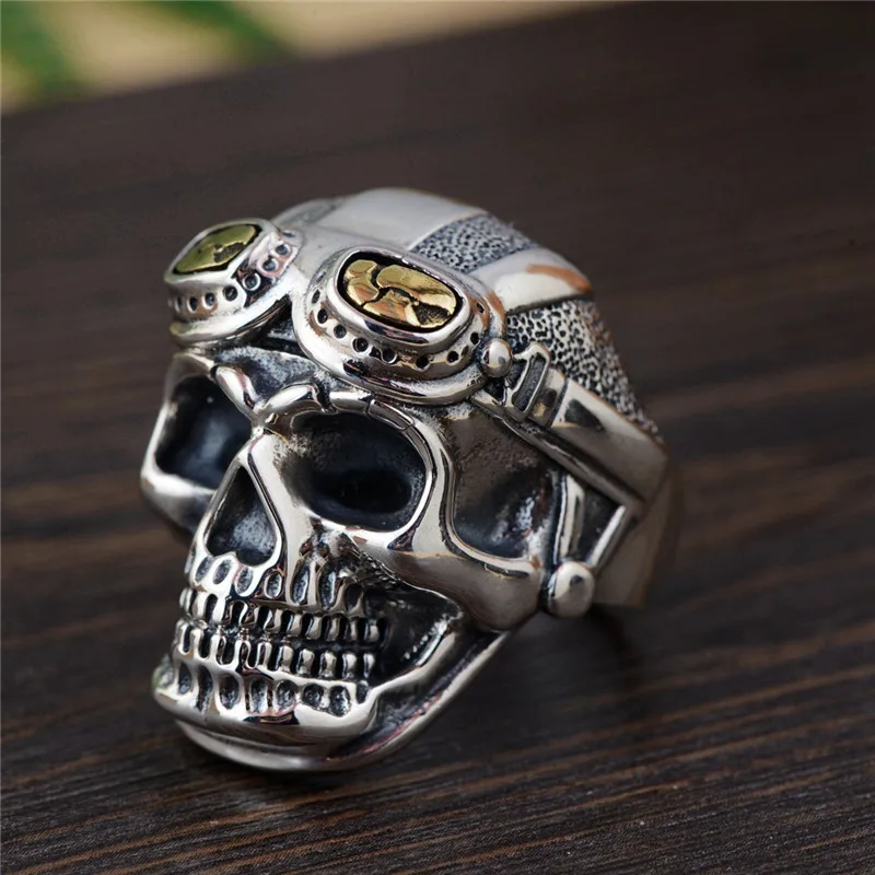 V. YA, регулируемое 925 пробы Серебряное кольцо с черепом для мужчин, мужской Солдат Второй мировой войны, тайское серебряное кольцо, ювелирное изделие, Anillos XYR024
