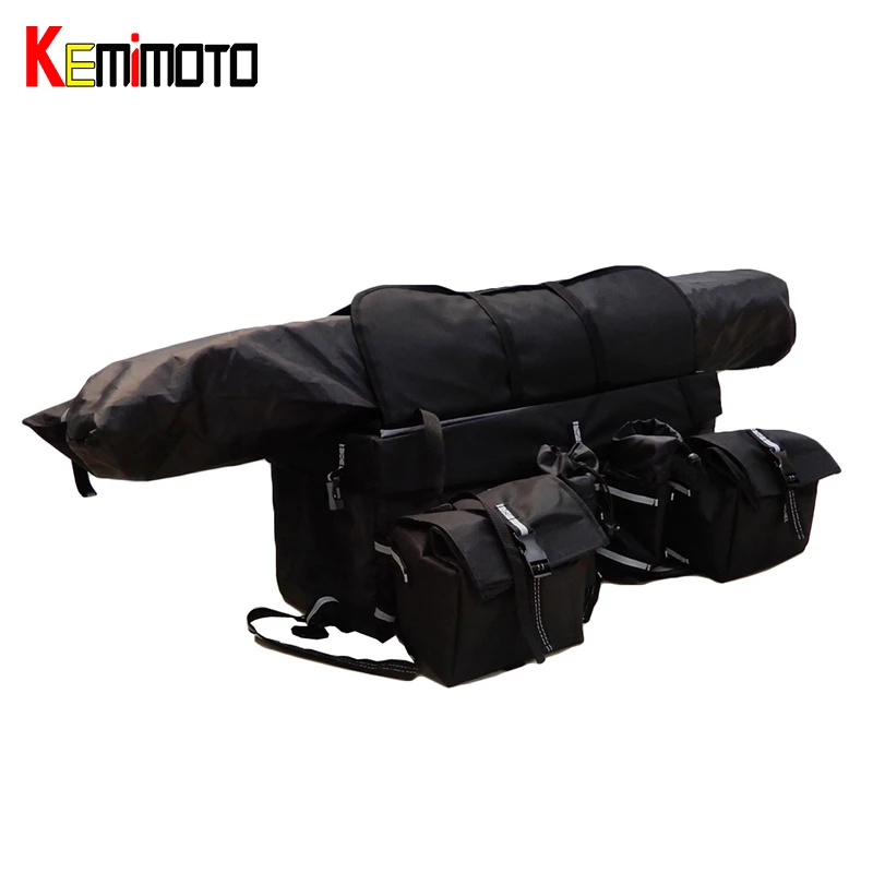 

KEMiMOTO Four-Wheels Snowmobile ATV Cargo Rear Rack Gear Bag Luggage Set Foldable Storage Bag Black