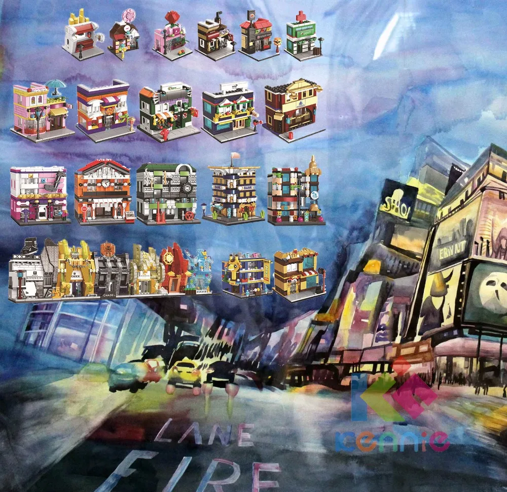 

2018 New Arrive 24 models City Model Building Block Brick Icecream Sport Jewelry Store Toy Street View Gift for children gifts