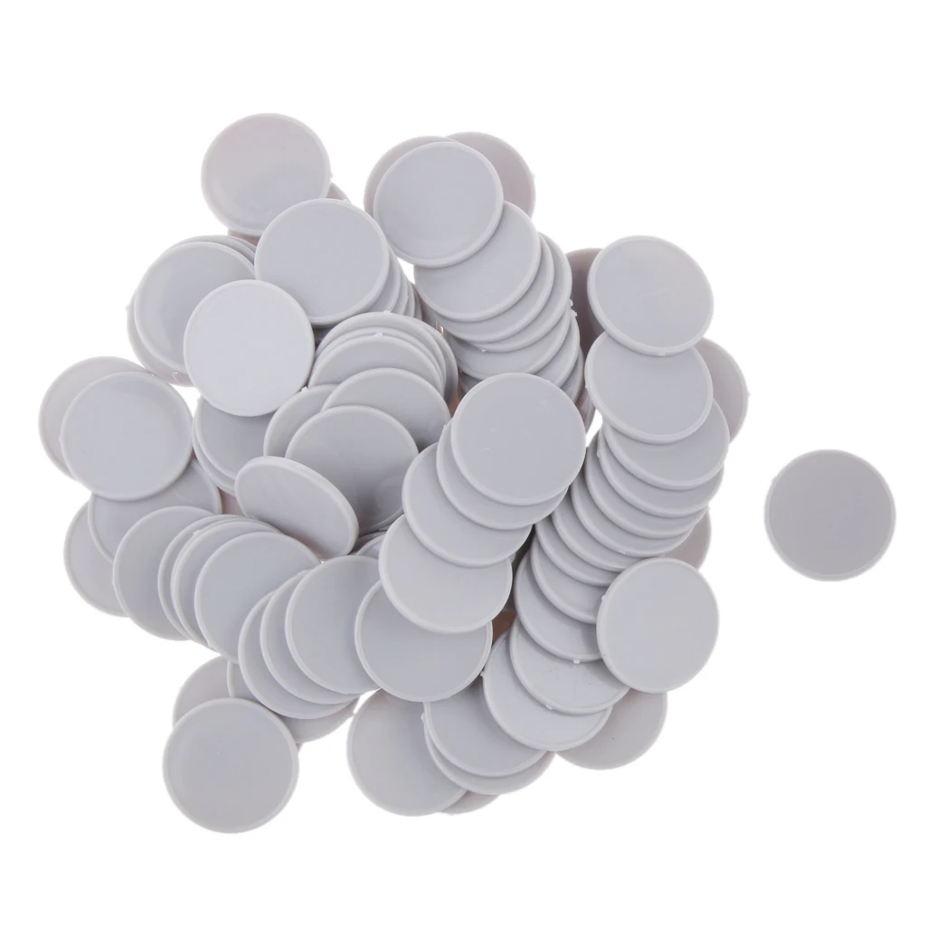 MagiDeal 100Pcs Plastic Poker Chips Bingo Board Games Markers Token Kids Fun Toy Gray Poker Chips