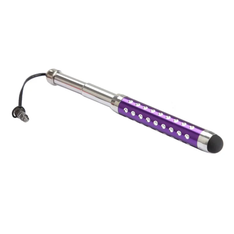 Capacitive Touch Screen Stylus Pen Retractable Three-tier With Rhinestone for Smart Cell Phone Tablet PC Accessories 1Pc