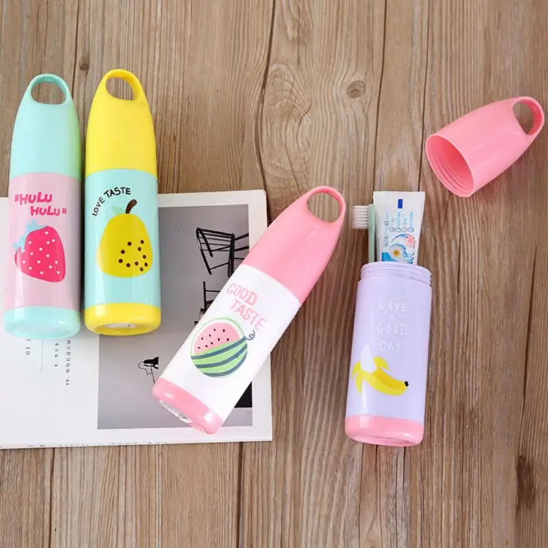 

Portable Travel Case Toothpaste box Portable Cute Cartoon Fruits Toothbrush Holder Clean Box 4 Colors for Choice