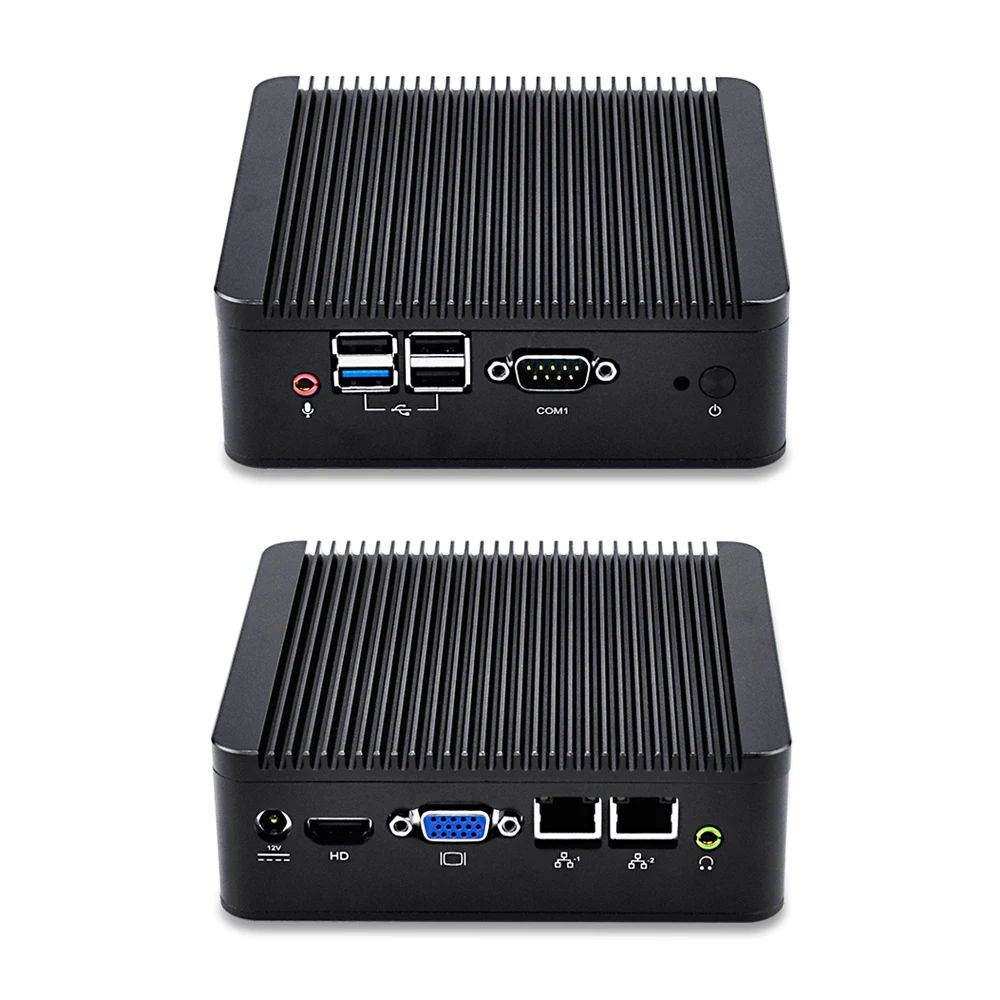 Qotom-Q190S-S02 Aluminum Nano ITX Mini PC Business Computer Quad Core Dual LAN Celeron J1900 (4G RAM, 512G SSD, HDD, WiFi, BT)