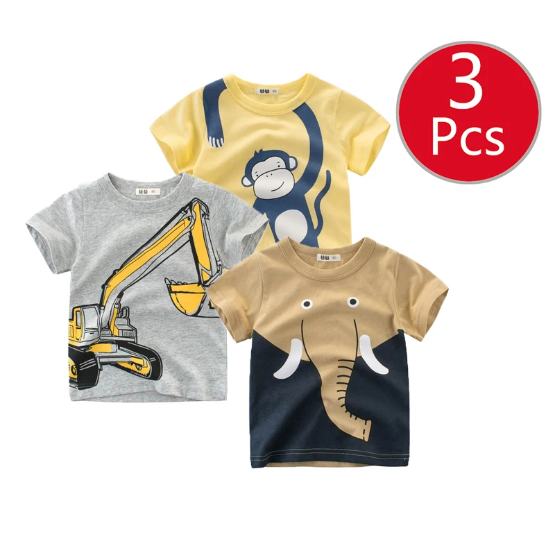 27kids 3pcs / lots 27kids 3pc garçons de modèle de dinosaure T-shirt pour enfants Tops bébé bébé vêtements de coton à manches courtes