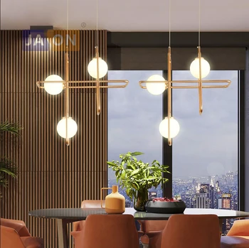 

LED Postmodern Iron Glass Gold White LED Lamp LED Light.Pendant Lights.Pendant Lamp.Pendant light For Dinning Room