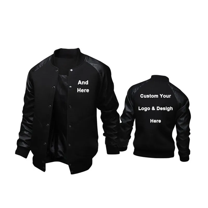 Стильный британские куртки для мужчин логотип и дизайн мужской толстовки Модные Простые бейсбол куртка костюм пальто - Цвет: Black
