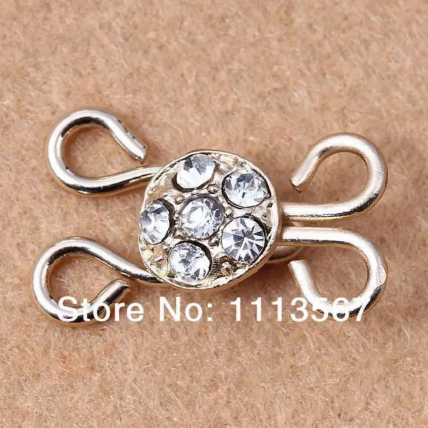 

10 Set Crystal Hook & Eyes Clasp Waist Extender Sewing Button Acessories WB24