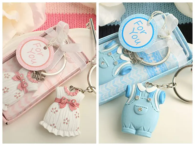 Cute Baby Girl Birthday Party Favors of baby dressed key chain Gift for