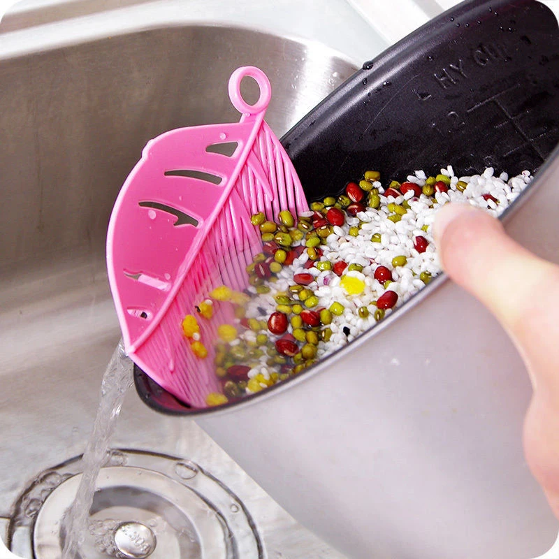

Snap-type leaf shape drain board Rice Wash Filtering Baffle Durable Leaf-shaped Sieve Beans Peas Washing Filter Kitchen Cleaning
