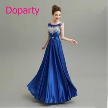 2016 Elegant Long Beautiful O neck Formal Mother of the Bride Blue Dubai Kaftan A line