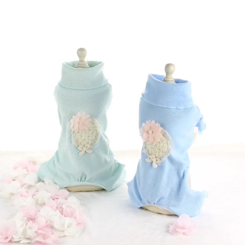 

Flower Dog Pajamas Jumpsuit Pet Products Summer Teddy Yorkie 100% Cotton Clothing For Dogs Pet Cat Chihuahua Teddy Dog Clothes