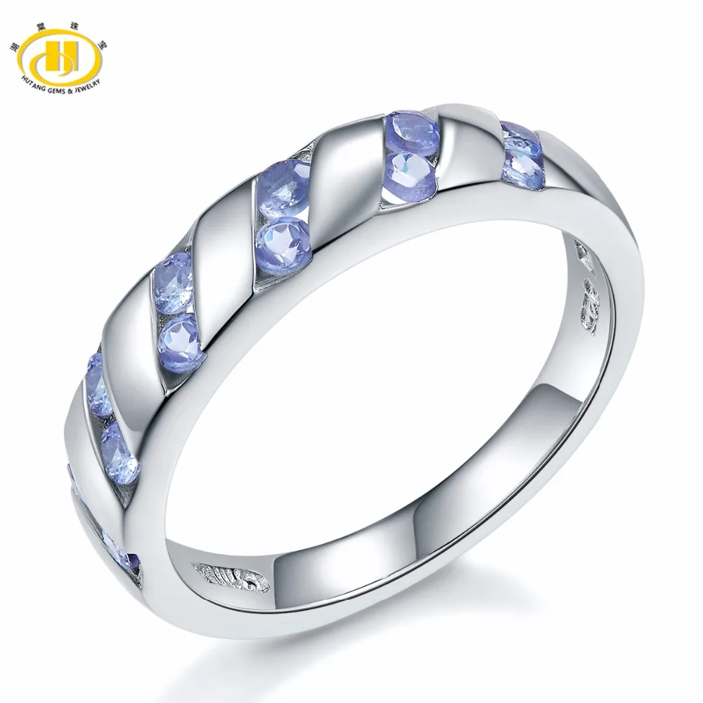 HUTANG Engagement Women's Ring Natural Tanzanite 925 Sterling Silver Rings Purple Gemstone Fine Elegant Classic Jewelry for Gift HUTANG Engagement Women's Ring Natural Tanzanite 925 Sterling Silver Rings Purple Gemstone Fine Elegant Classic Jewelry for Gift