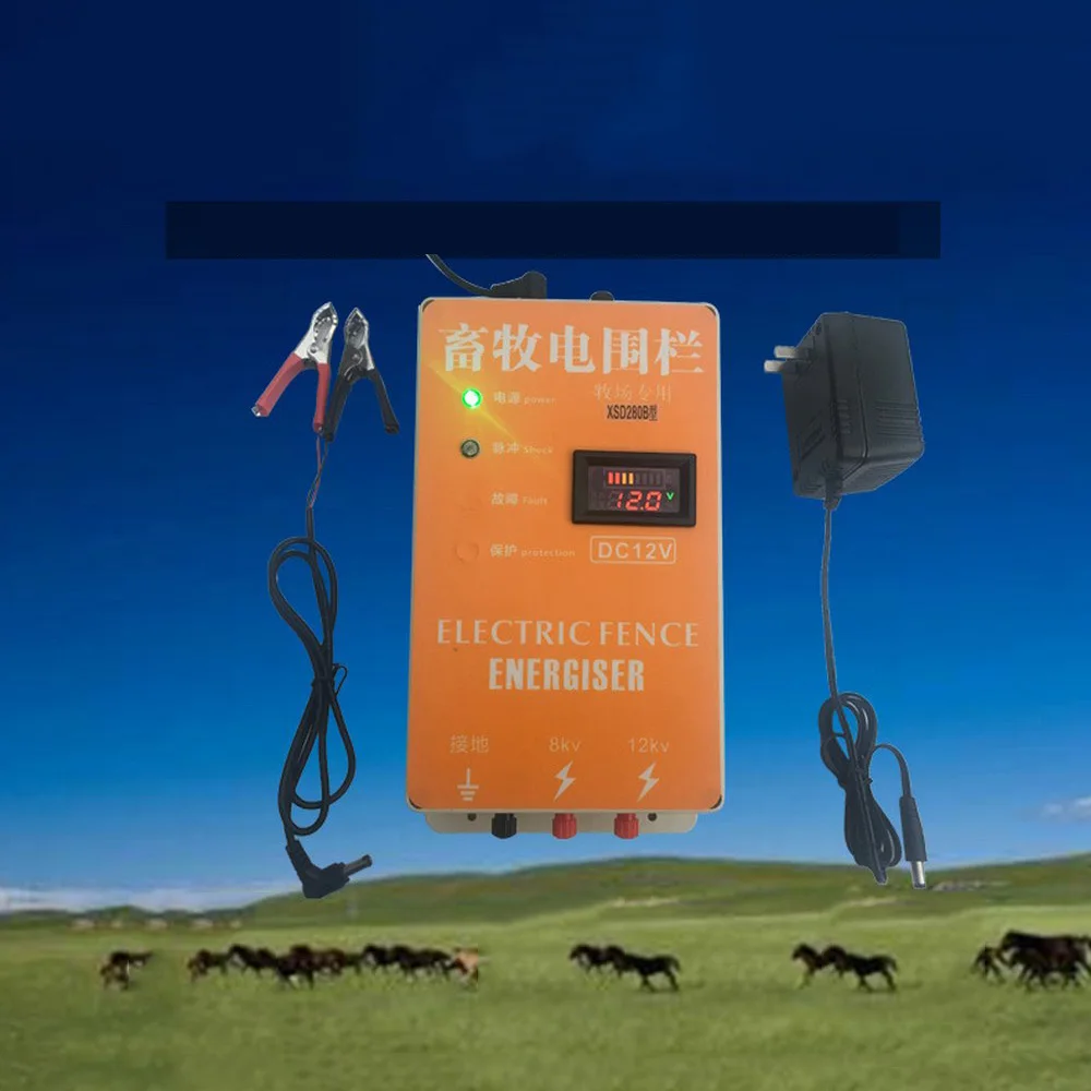 3KM Electric Fence Energizer Charger for Ranch Animals Raccoon Dog Horse Cattle
