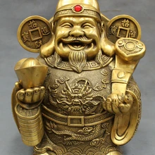 Песня voge Gem S5417 1" Китайский Чистая латунь голова дракона Маммоне Держите Жуи Yuanbao деньги Бог Статуя