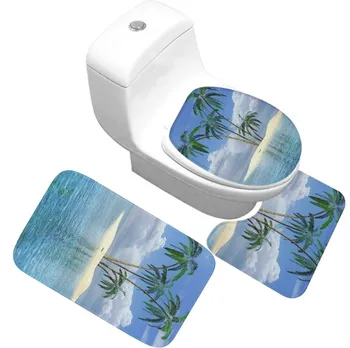 

CAMMITEVER Bathroom Mat Set 3pcs Christmas Bathroom Non-Slip Pedestal Rug Bathroom Toilet Cover Set Bath Mat Set