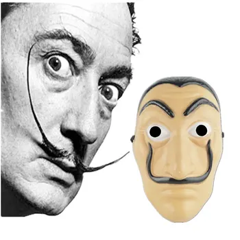 

La Casa De Papel Mask Salvador Dali Plastic Face Funny Mask Costumes Cosplay Masque Mascara Dali Mask Money Heist Wholesale