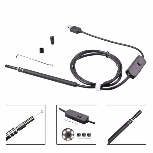 2-in-1 USB Multifunctional Endoscope Borescope for Ear Cleaning, Nasal Cavity and Throat Inspection With Ear Picks