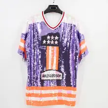 Единорог, полиэстер, расшитый блестками, плотная, Kpop Tumblr, корейский хлопок,, новинка, футболка с блестками, длинная, женская, настоящая