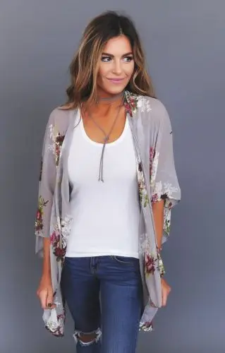 

New Women Floral Loose Kimono Cardigan Boho Chiffon Coat Jacket Blouse Plus Size