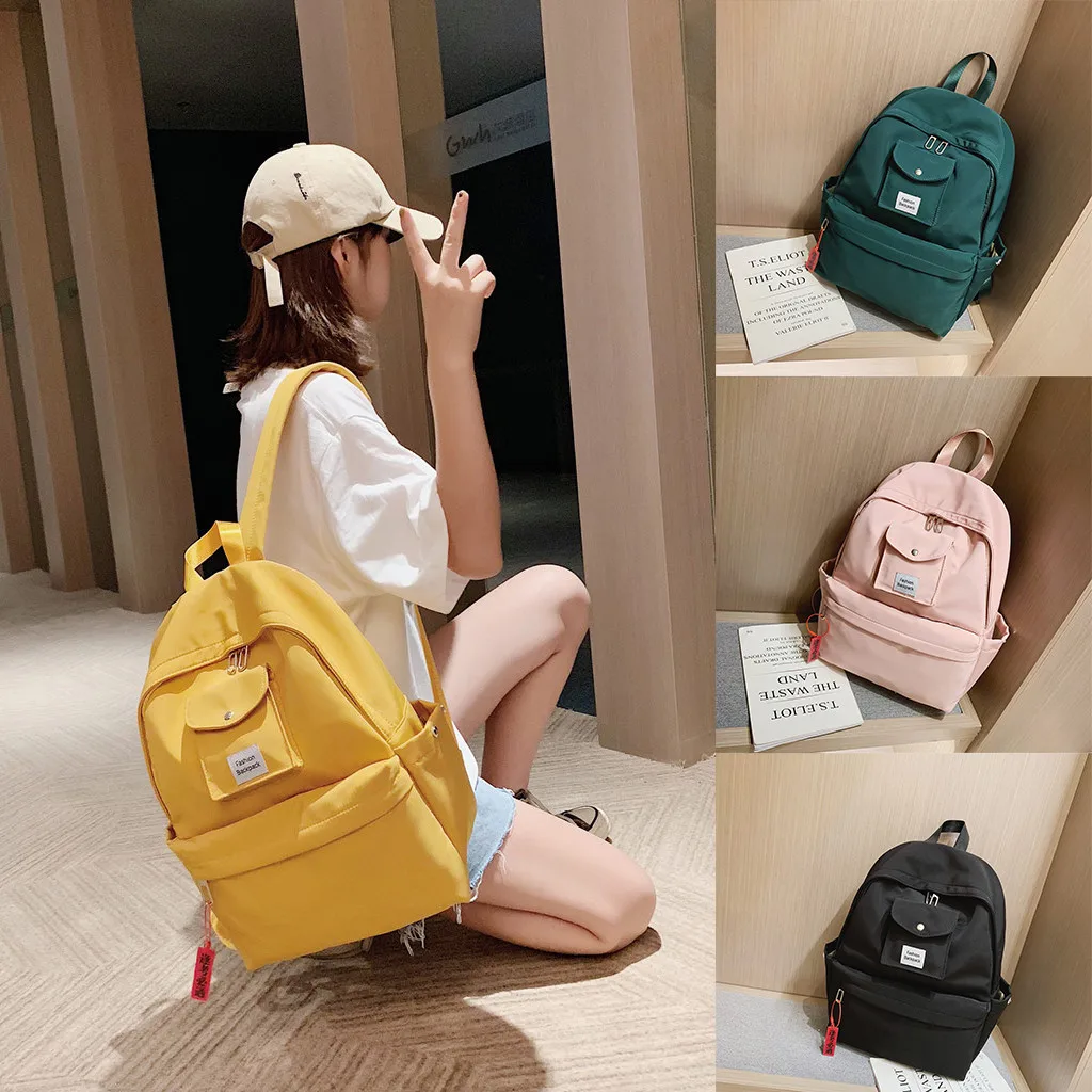 Желтый mochila feminina escolar подростковый Унисекс Рюкзак Студенческая сумка дорожная