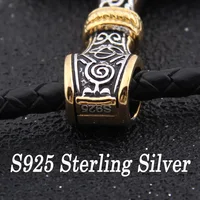 925 Sterling Silver Viking thor's hammer pendant necklace with real leather and keel chain as gift - Image 4