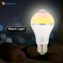 Lumiparty Motion Activated Light Bulb E26 7W 14LED PIR Infrared Motion Detection Light Indoor Lighting Bulb With Motion Sensor
