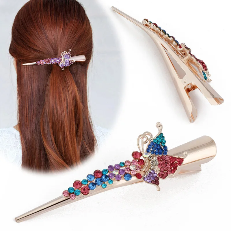 

Butterfly Shiny Rhinestones Horn Hair Clips Zinc Alloy Hairpins HeaddressHair Accessories for Women Girl Barrettes