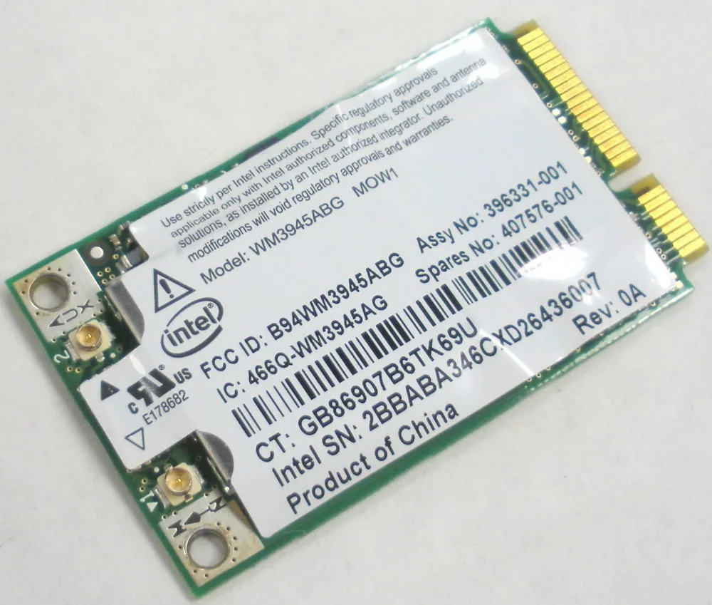 

Wireless Adapter Card for Intel WM3945ABG 3945abg 3945 802.11 mini PCI-E wireless card 407576-001 for HP Compaq nx7300 nx7400