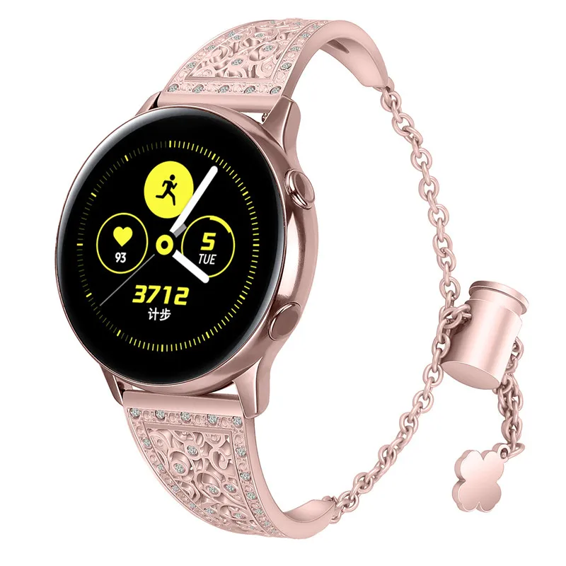 Новинка, для samsung Galaxy Watch, активные полосы, нержавеющая сталь, розовое золото, для samsung Galaxy Watch, активный ремешок для часов, 20 мм, ремешок для часов