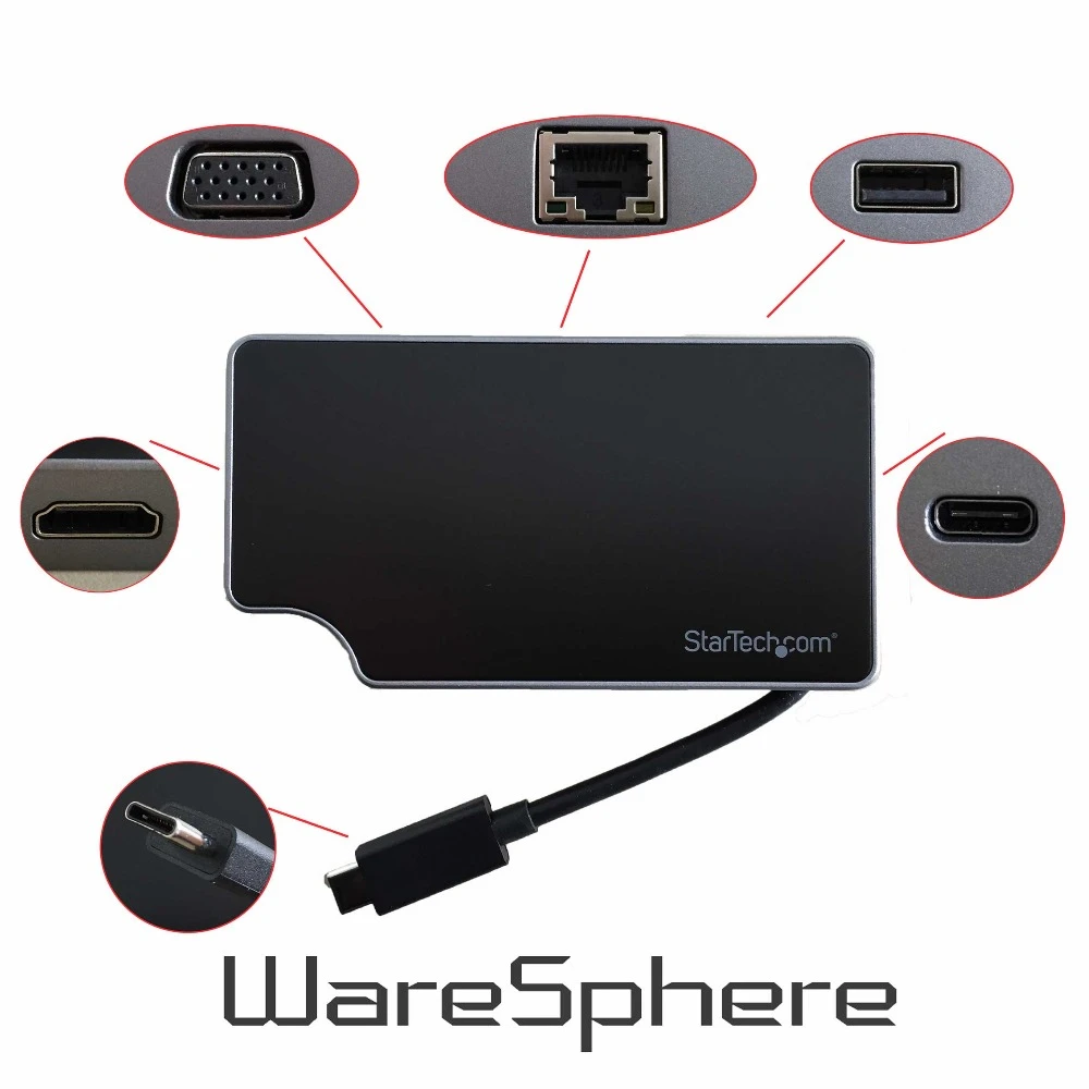5 в 1 USB C док станция адаптер для 4k HDMI VGA RJ45 GBE 3 0 ноутбуков телефонов Type