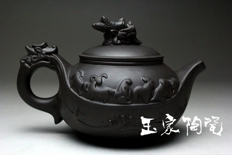 Горячая Распродажа китайский глиняный ручной набор для чая фарфор Исин чайный горшок Зодиак 300 мл чайные горшки керамический кунг-фу набор Zisha Наборы чайник