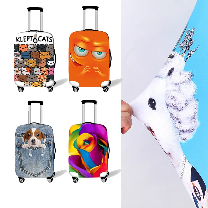 Kawaii Animal Women Luggage Case Protective Cover Waterproof Thicken Elastic Suitcase Case Apply 18-32 Inch Travel Accessories