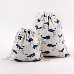 Оригинальные литературные хлопка Drawstring сумка милый мультфильм китенок Фестиваль подарочная упаковка для конфет сумки Для женщин