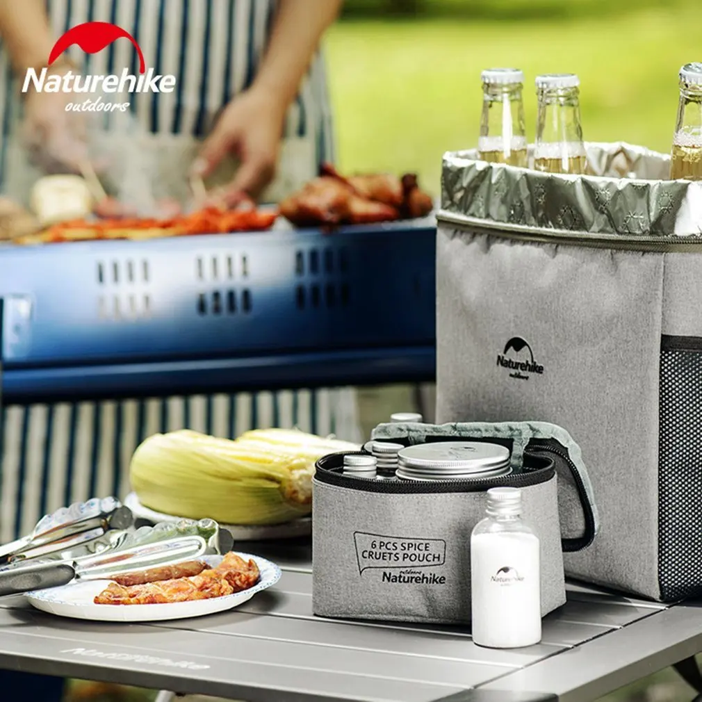 Nuevo natureunids Hike 6 piezas de especias Cruets bolsa condimento tarro caja botellas Set portátil organizar bolsa Camping barbacoa Picnic Nuevo natureunids Hike 6 piezas de especias Cruets bolsa condimento tarro caja botellas Set portátil organizar bolsa Camping barbacoa Picnic