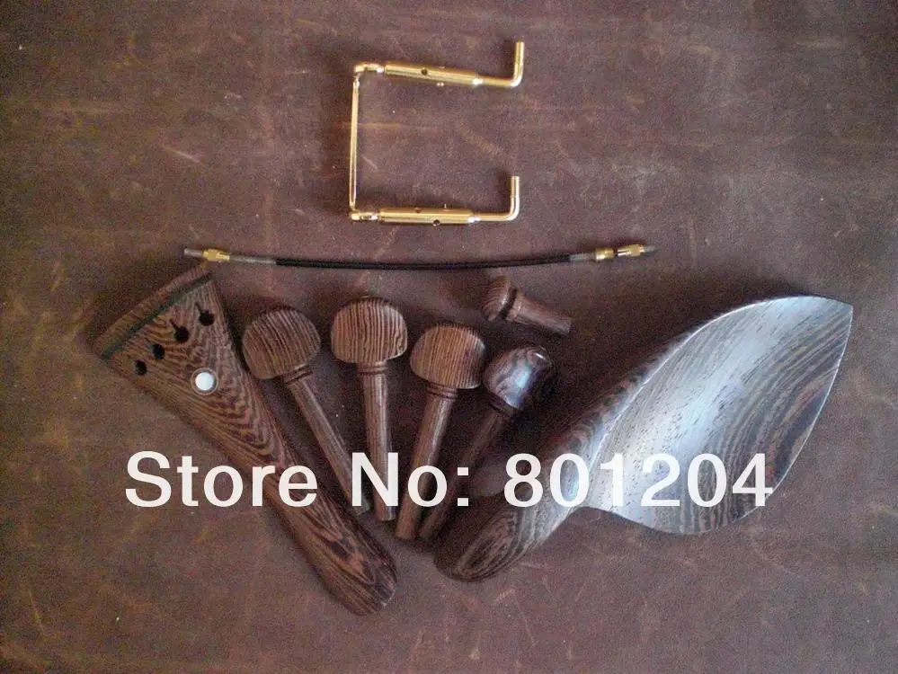 

5 Sets WENGE Violin Fitting with GOLD chin rest screw and Tail Gut