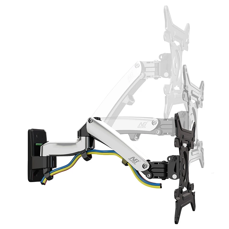 NB F300 التلفزيون جدار جبل 30-40 بوصة مراقب حامل الغاز الربيع مجانية رفع قطب قابل للتمدد الميل تقف الألومنيوم الذراع الطويلة قوس